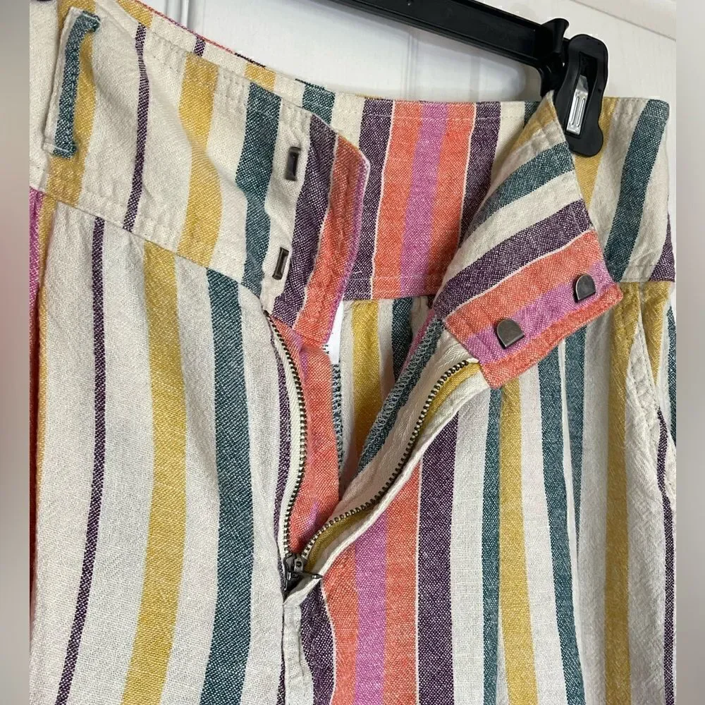 BP. Linen blend high waist striped shorts size M